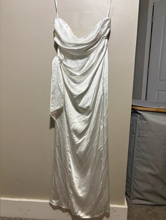 Dresses & Skirts - White Satin Cowl Neck Slip Dress